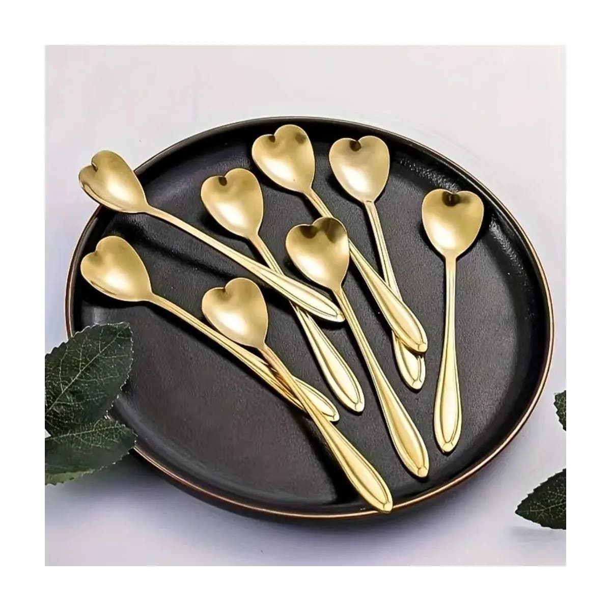 Kit 10 Colheres Coração Fofa para Cozinha Mesa Posta Douradas Café Sobremesa Chá Aço Inoxidável Envio imediato