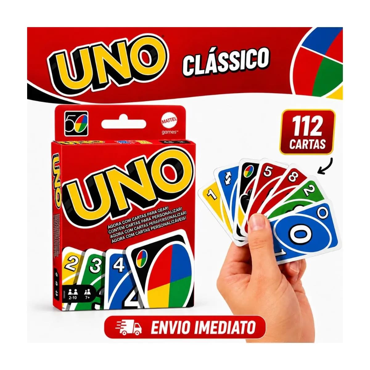 UNO Jogo de Cartas Edição Clássica – Baralho Completo com Cartas Personalizávei