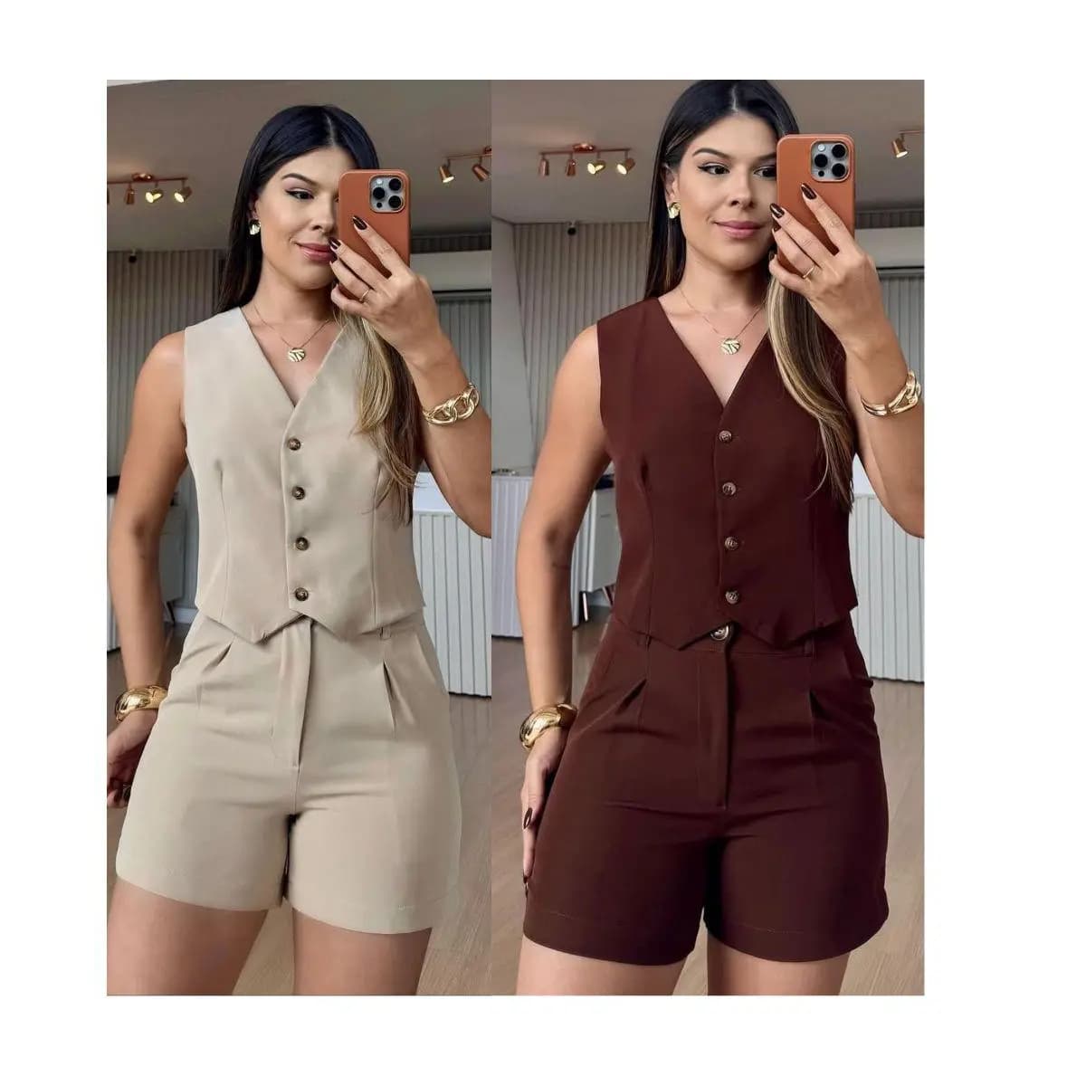 CONJUNTO FEMININO SHORT E COLETE SOCIAL EN ALFAIATARIA LOOK LEVE e ESTILOSO