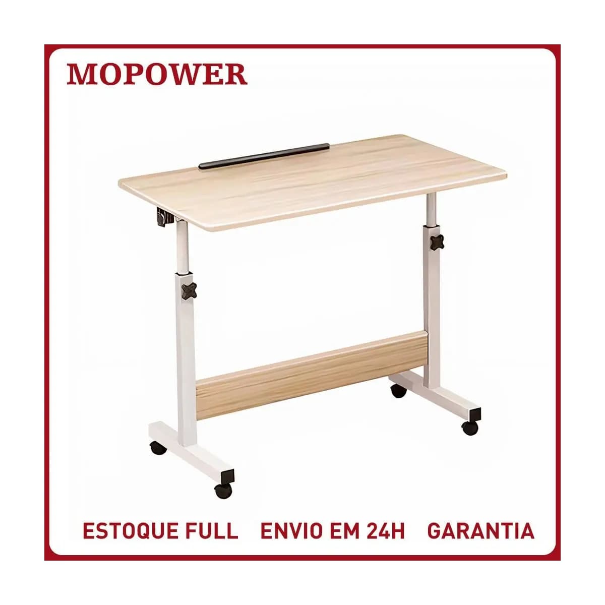 Mesa para Notebook Home Office Lateral Cama e Sofá Ajustável com Rodinhas Apoio Multiuso Regulável