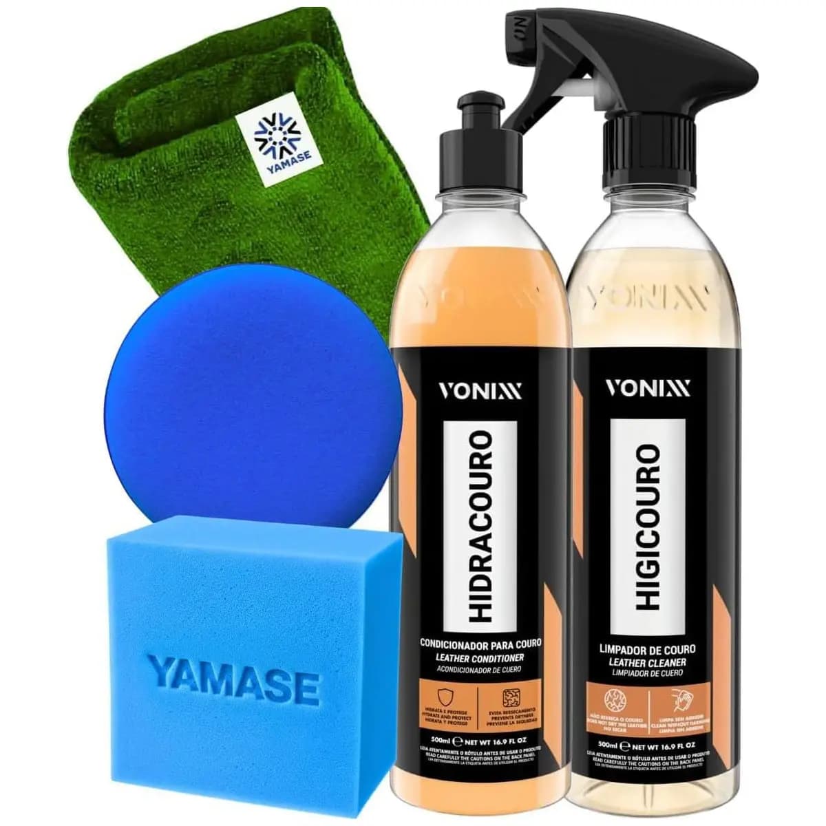 Limpeza e Hidratação de Couro Bancos Sofás Bolsas e jaquetas de Couro Vonixx Hidracouro e Higicouro