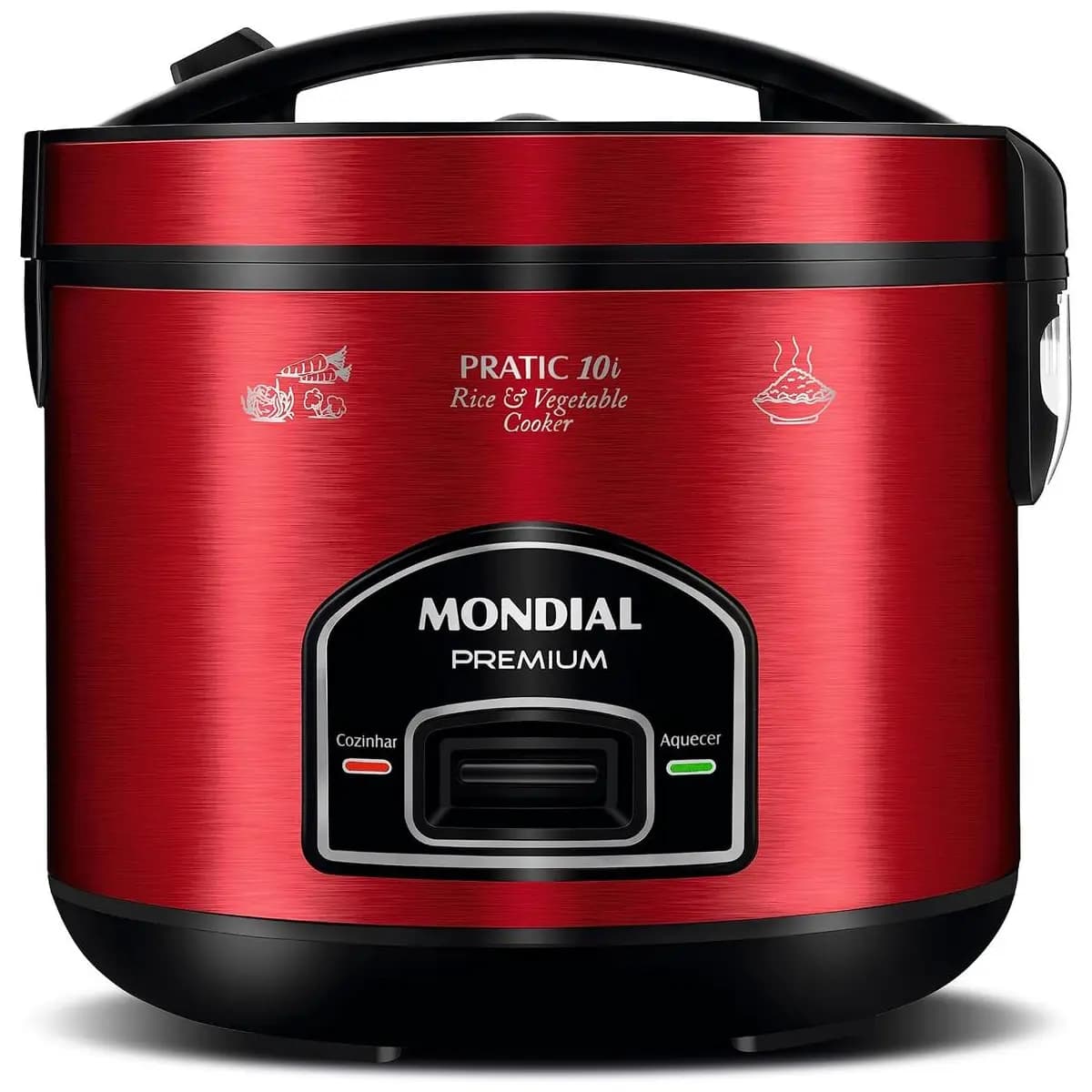 MONDIAL Panela Elétrica de Arroz, Vermelho/Inox, 700W, 110V - PE-46-10X