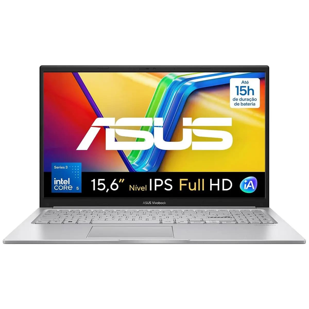 Notebook ASUS Vivobook 15, Intel Core 5, 8 GB, 256 GB SSD, W11 Home, 15.6'' FHD, Cool Silver - X1504MA-BQ300W