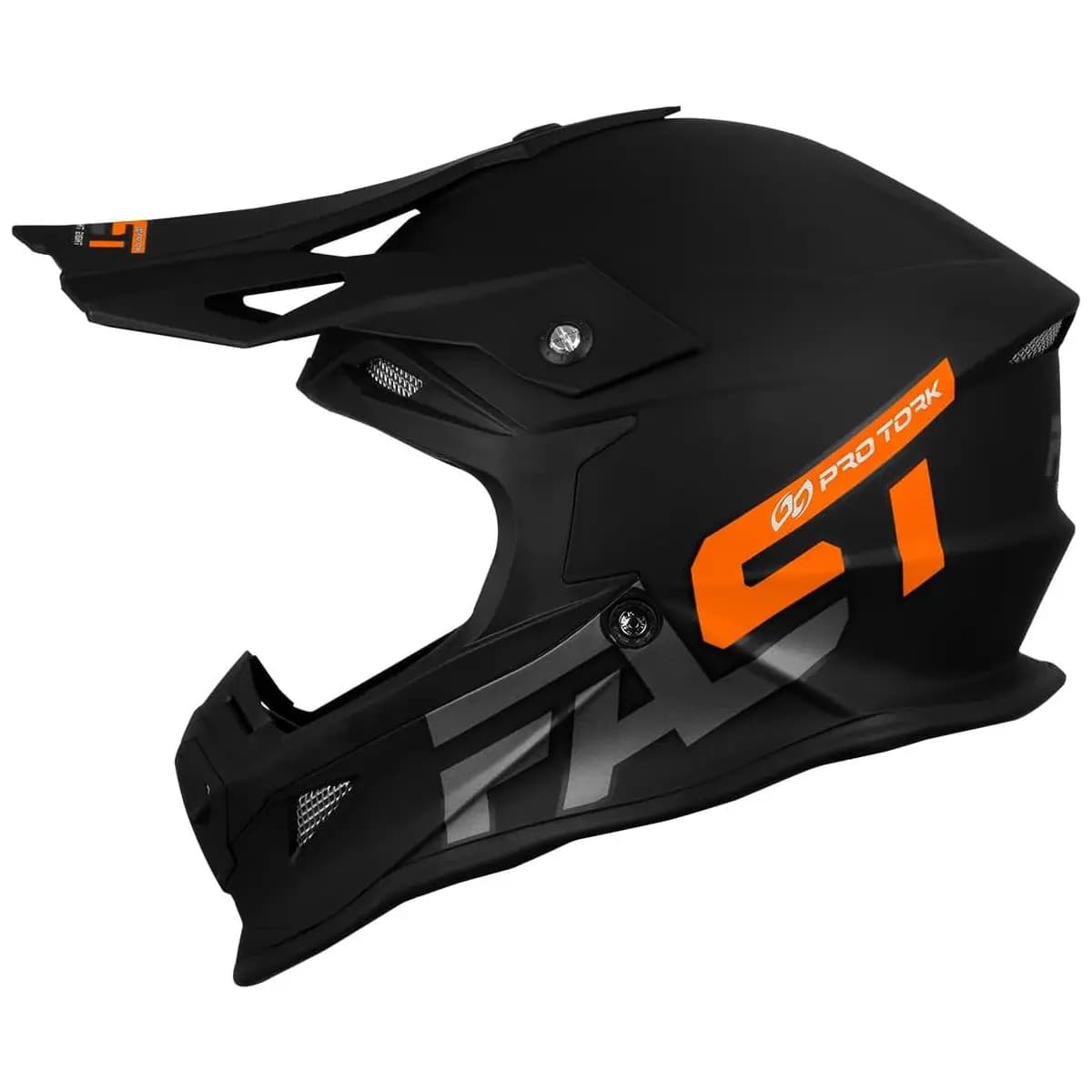 CAPACETE OFF ROAD PRO TORK FAST 788 SOLID PRETO - LARANJA TAM. 58