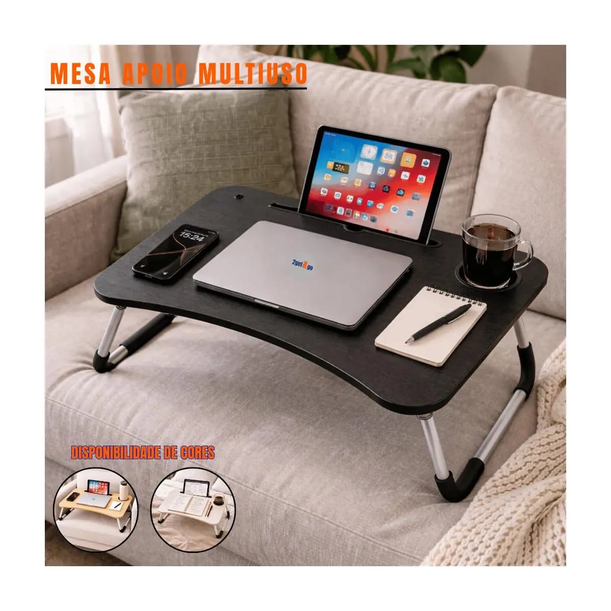 Mesa Dobrável Notebook Retrátil Home Office Apoio Cama Sofá Trabalho Café