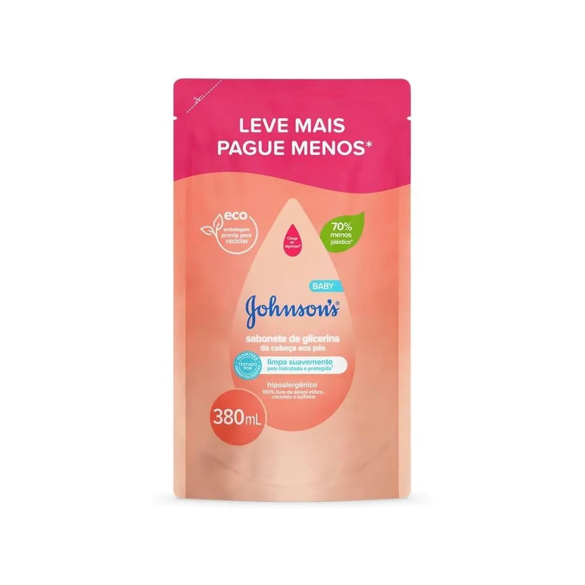 Sabonete Líquido Refil Glicerina Da Cabeça Aos Pés Johnson's Baby, 380ml