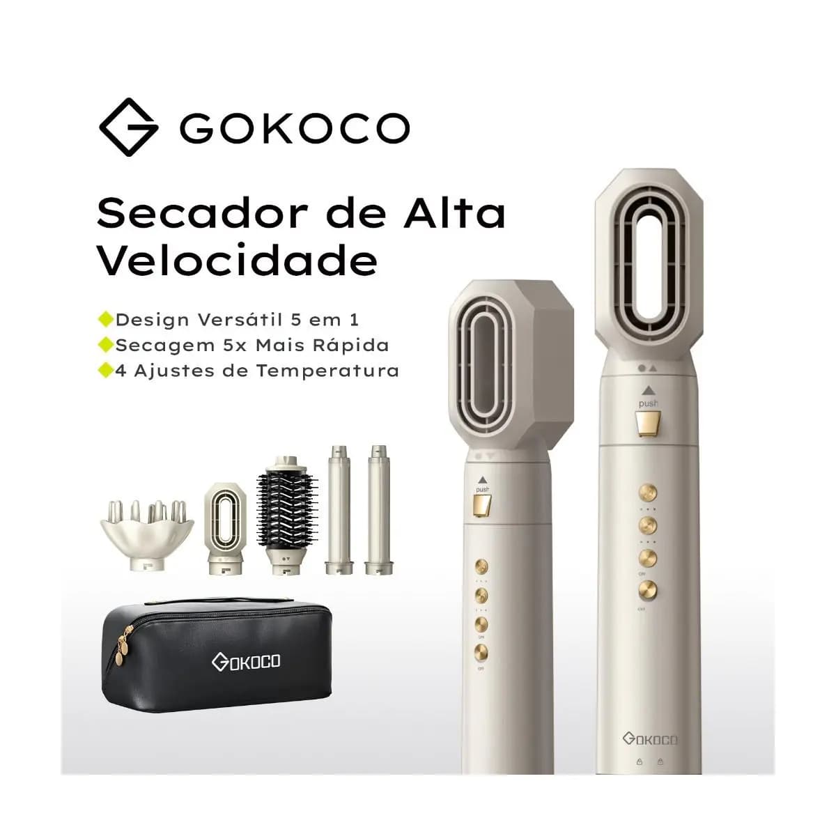 GOKOCO Escova Secadora 5 Em 1 Conjunto De Secador De Cabelo Multifuncional De Alta Velocidade Dupla voltagem 110V-240V