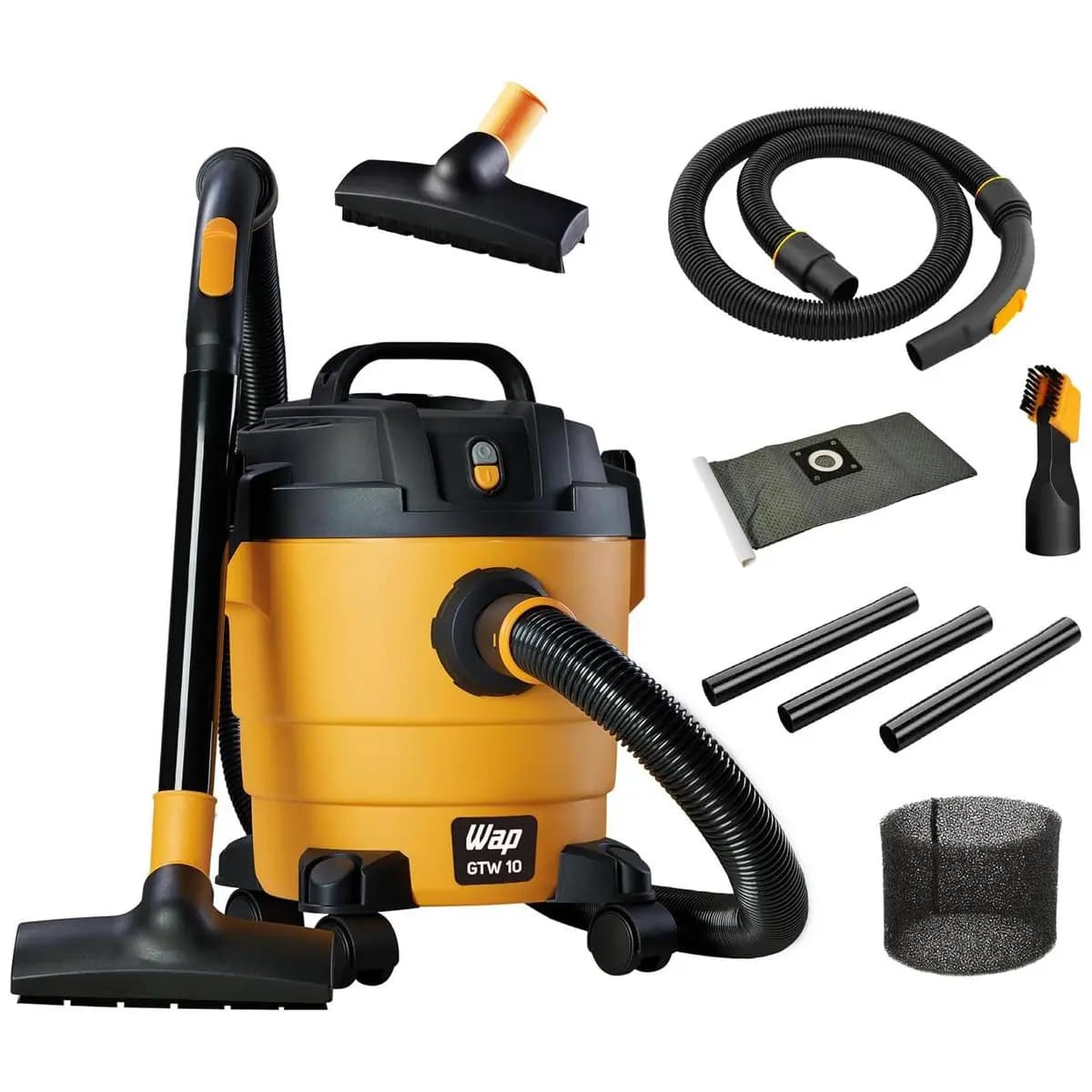 WAP Aspirador de Pó e Água GTW 10, Compacto, 10 Litros, com Mangueira de 1,5 Metros, Filtro Lavável, 140mbar 1400W 127V