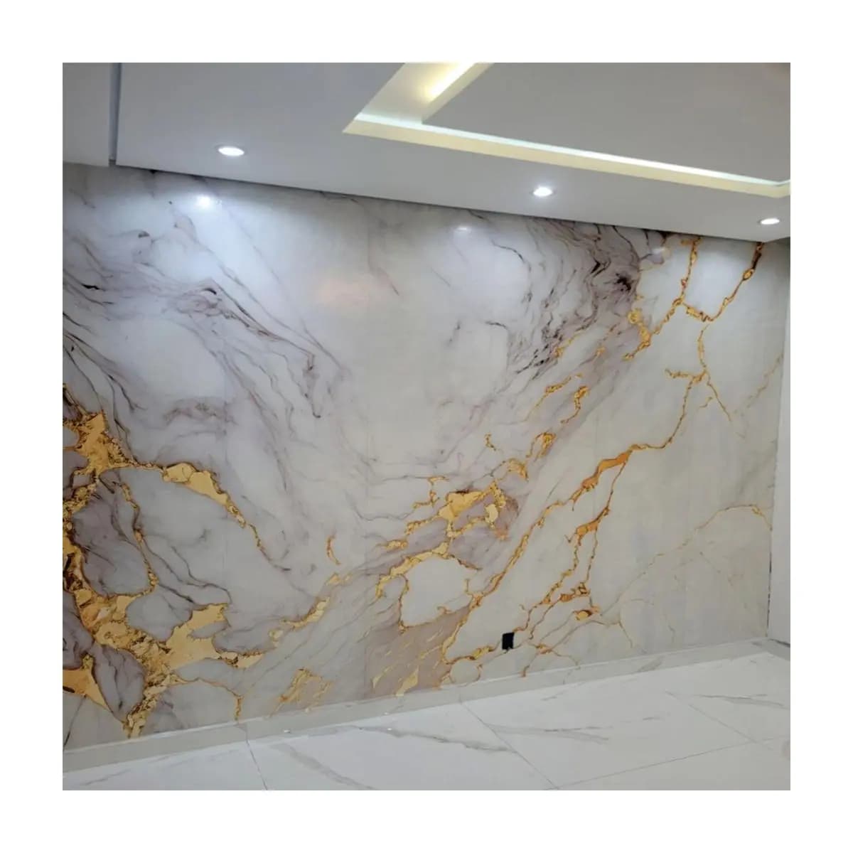 Papel de Parede Para Quarto Mármorizado Dourado Luxuoso Adesivo Lavavel Para Sala Cozinha Lavabo