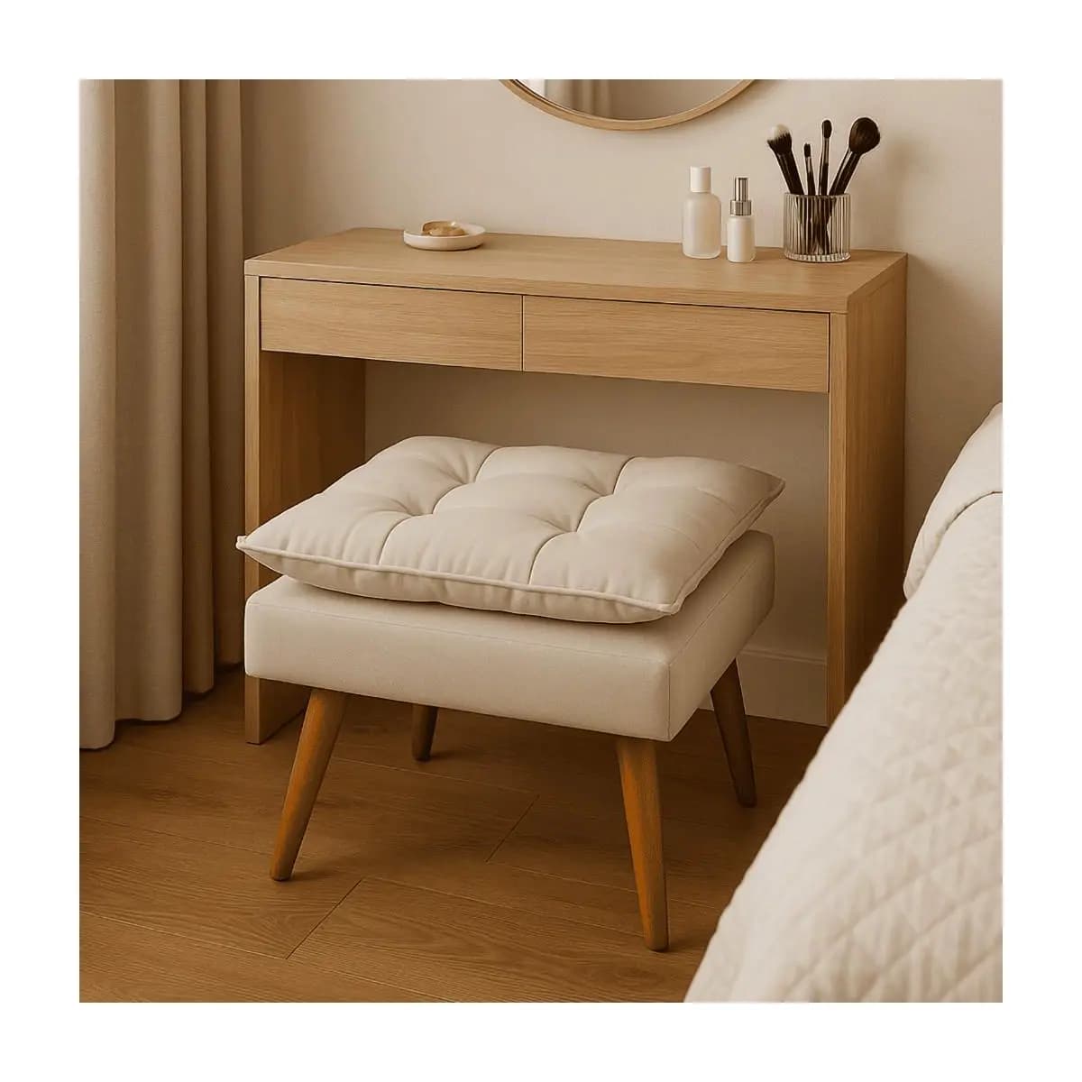 Puff Decorativo Opala Para Quarto Recepção - Pufe Para Penteadeira E Apoio De Pés, Puf Confortável