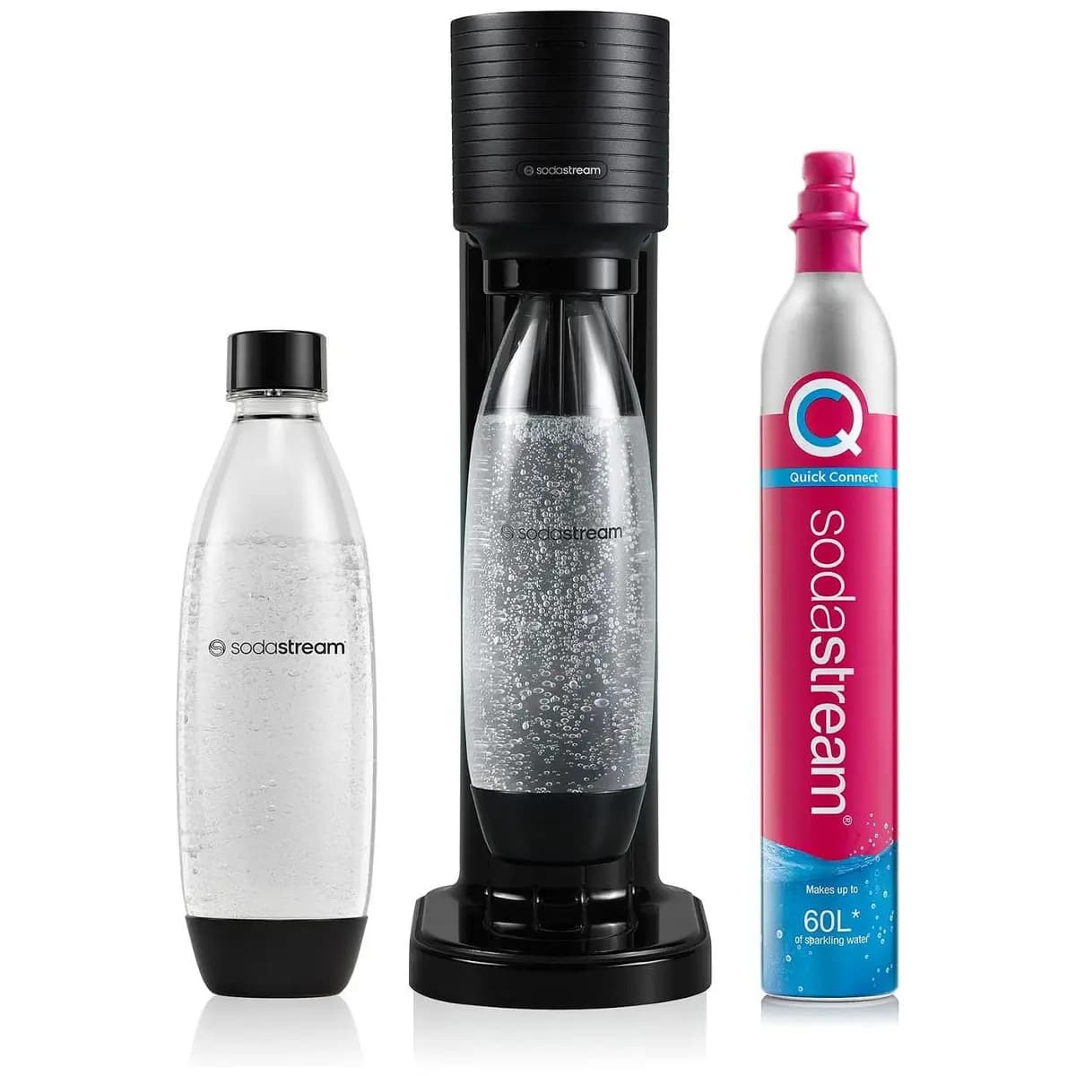 Máquina de Água com Gás Gaia Preta SodaStream com Cilindro