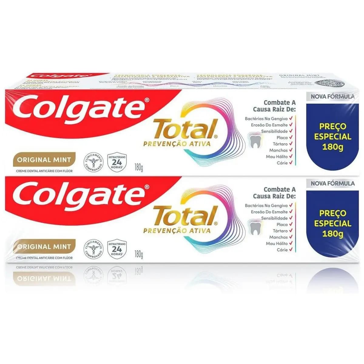 Colgate Total Original Mint Creme Dental com Flúor, 2x180g