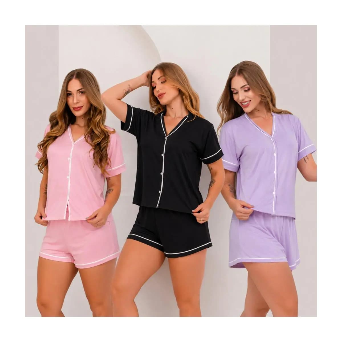KIT 2 pijama americano feminino pijama feminino cirúrgico baby doll amamentação camisola gestante maternidade