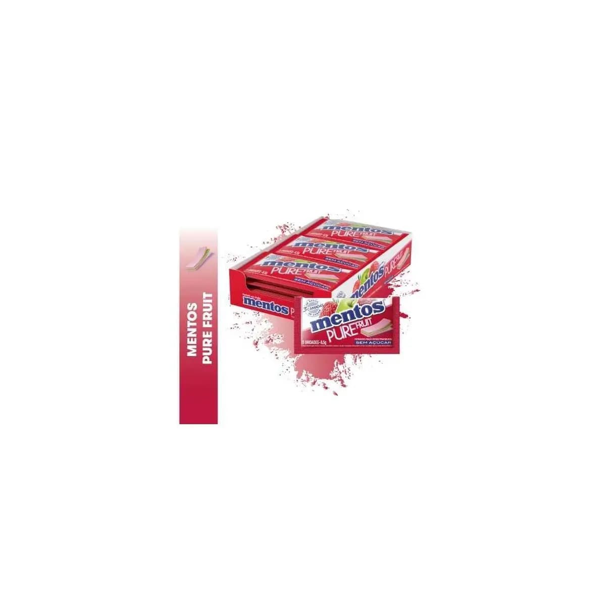 Chicle Mentos Pure Fruit 3 camadas Frutas 15 Unidades