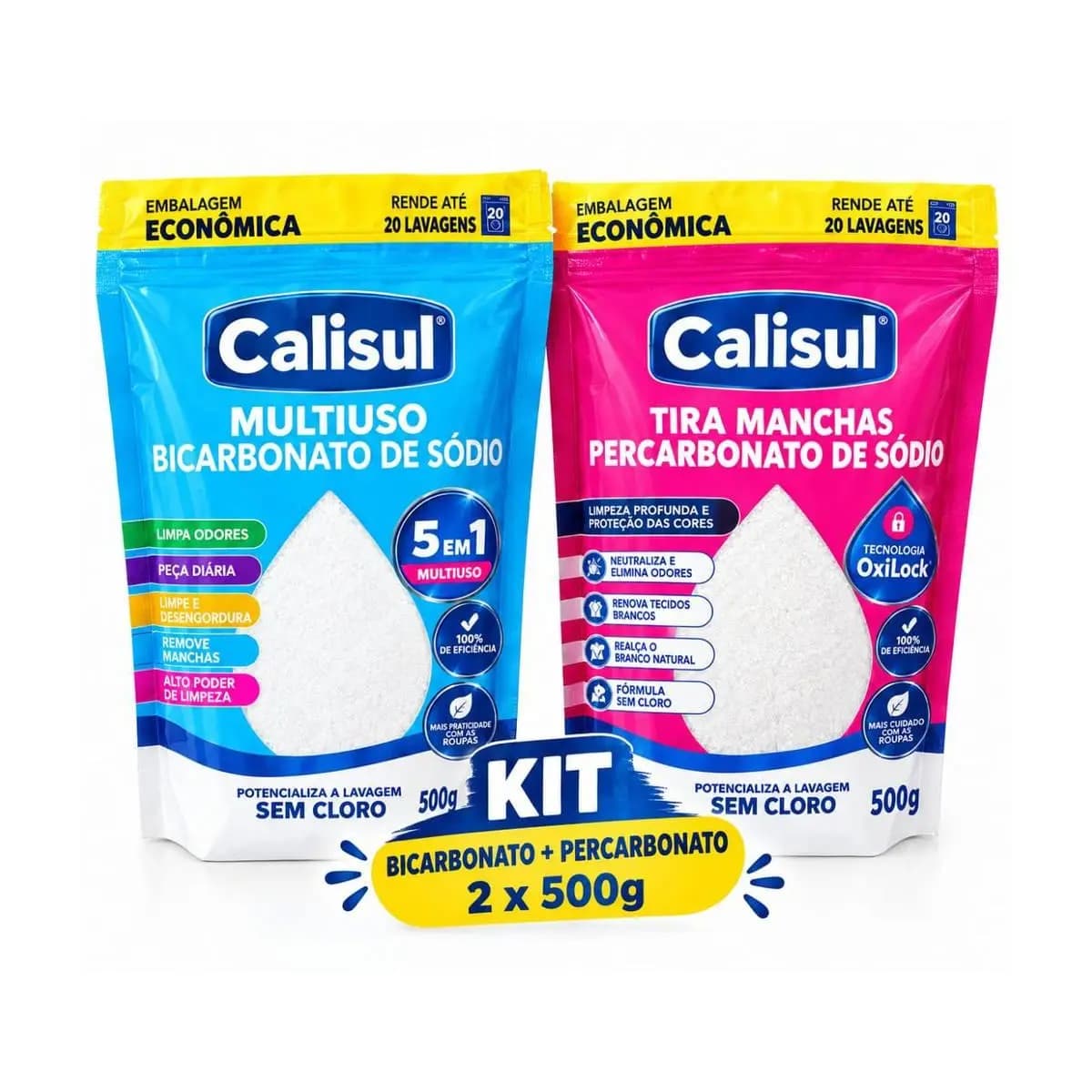 🧼 KIT BICARBONATO + PERCARBONATO DE SÓDIO CALISUL — 500G CADA PRODUTOS COM A QUALIDADE CALISUL PRODUTO DE LIMPEZA PURO