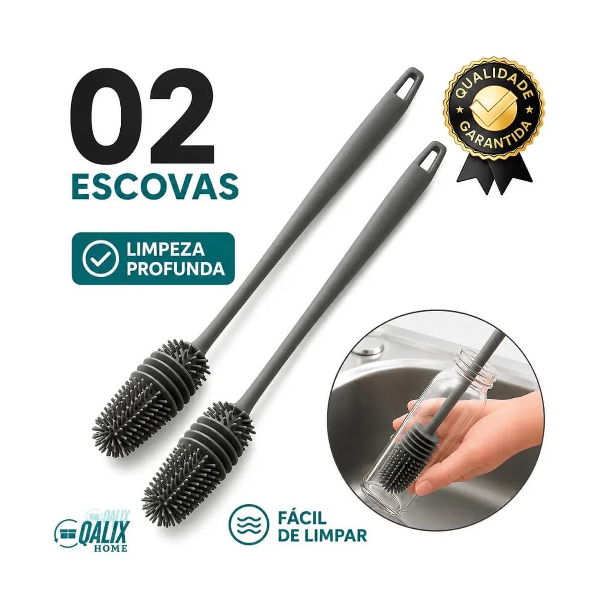 Escovas Silicone para Lavar Garrafas Mamadeiras Copos Taça Louça Flexível