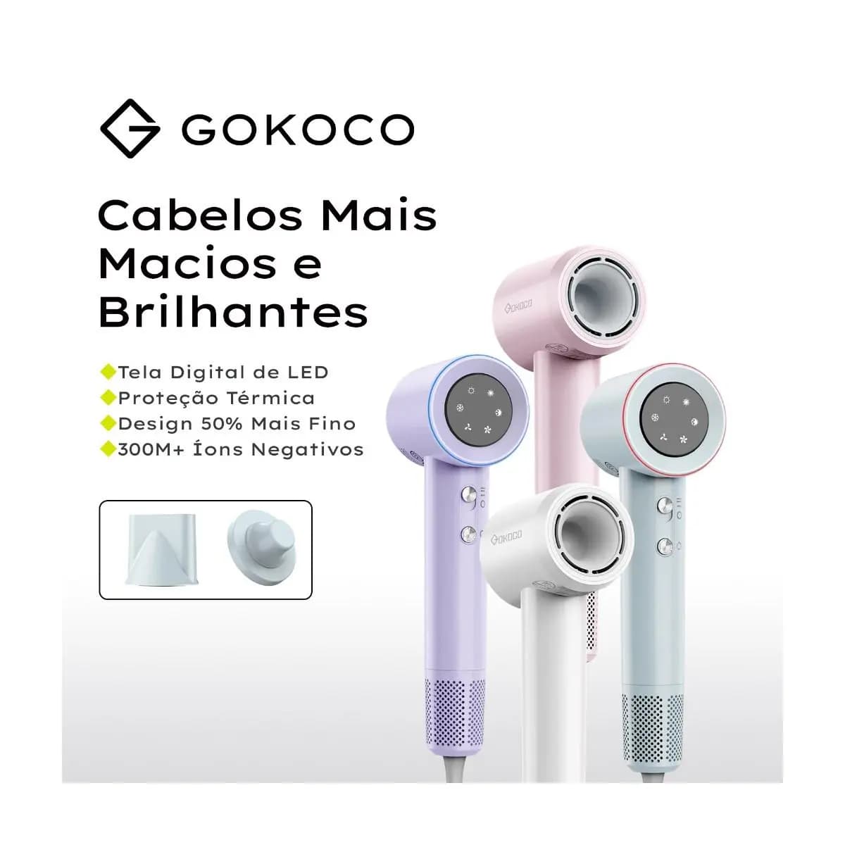 GOKOCO Secador de Cabelo de Alta Velocidade Secador de Cabelo Profissional 1500W Alta Velocida de 2Minutos Secagem Rápid