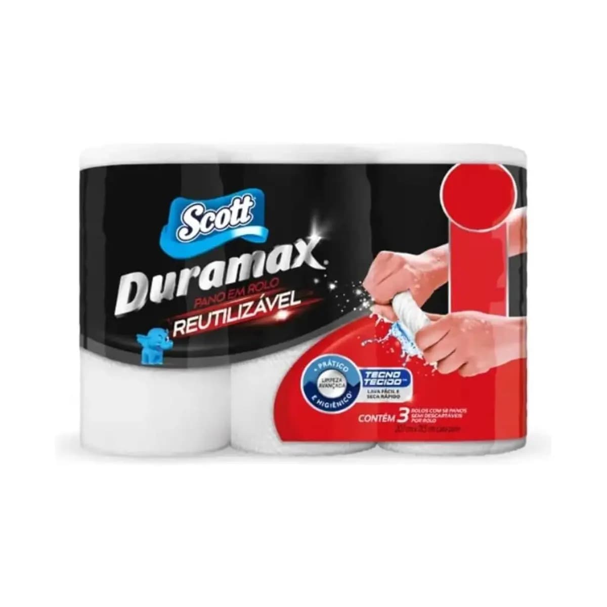 Scott Duramax Pano Reutilizável em Rolo, Branco, 174 Folhas (3 Unidades de 58 Folhas)