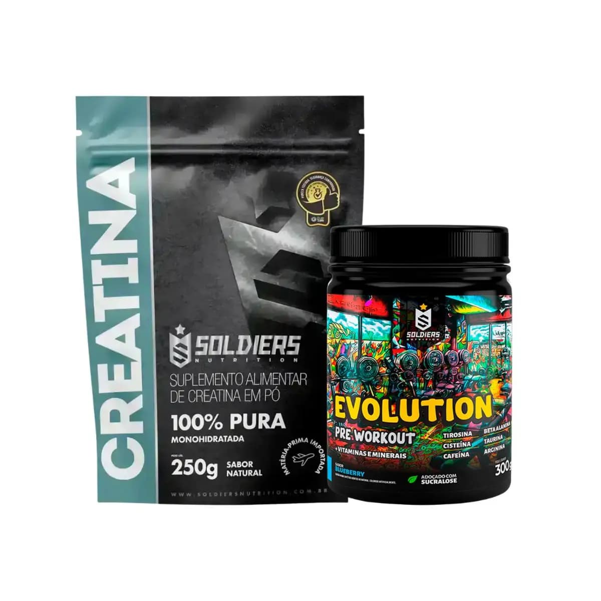 Kit: Creatina 250g + Pré-Treino Evolution 300g - Soldiers Nutrition
