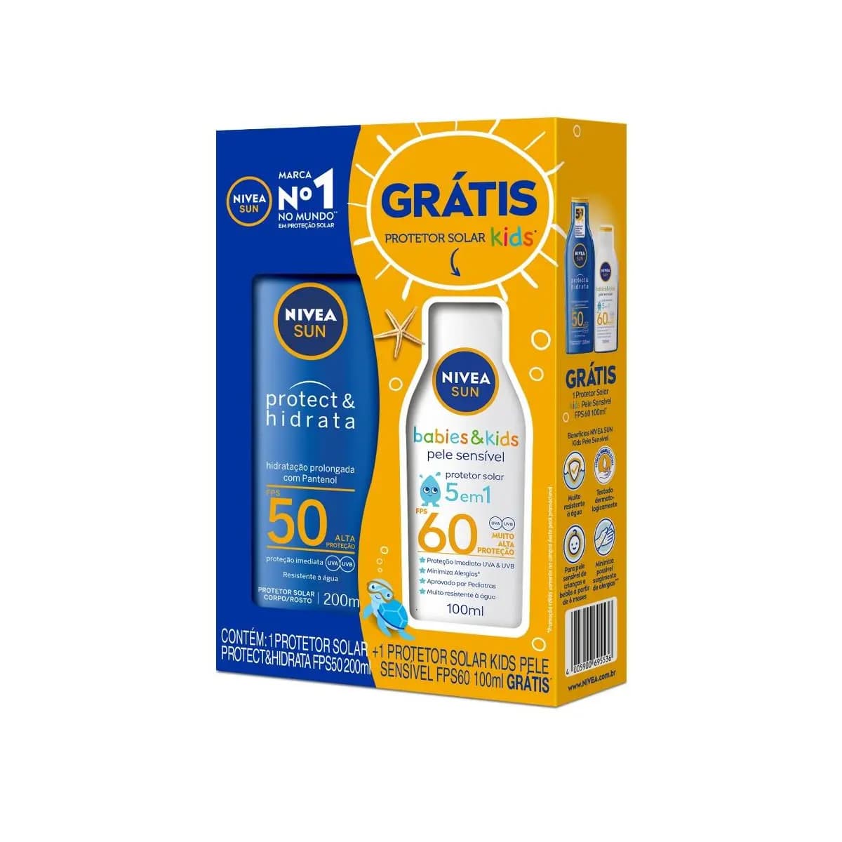NIVEA KIT SUN Protect & Hidrata FPS 50 200ml + Babies & Kids FPS 60 100ml