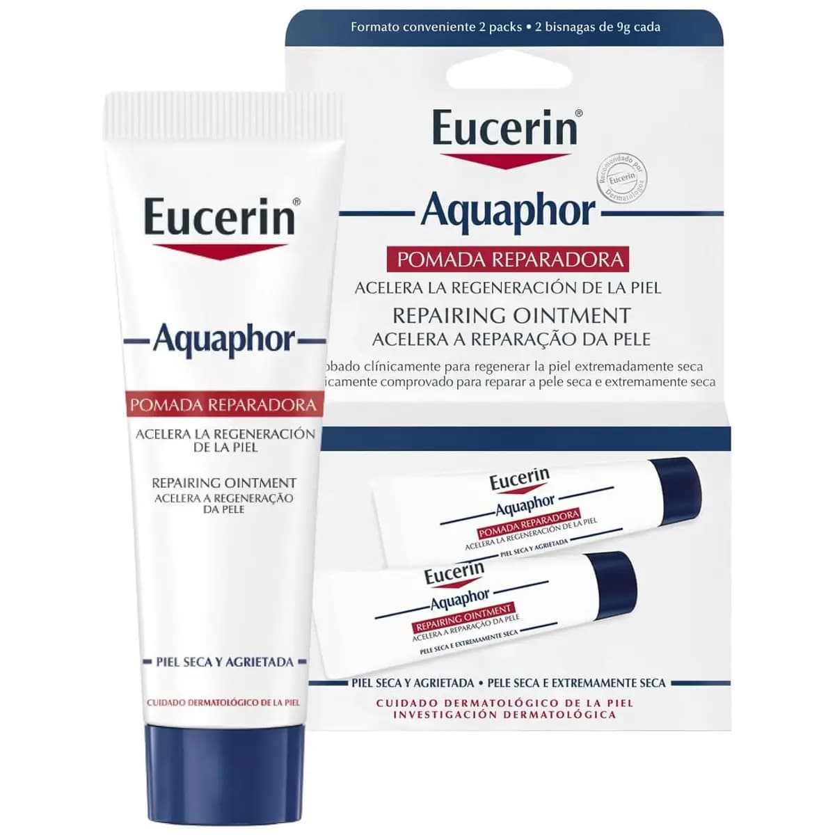 EUCERIN Pomada Reparadora Aquaphor Duopack 10ml, Hidratação Intensiva, Hidratante Labial