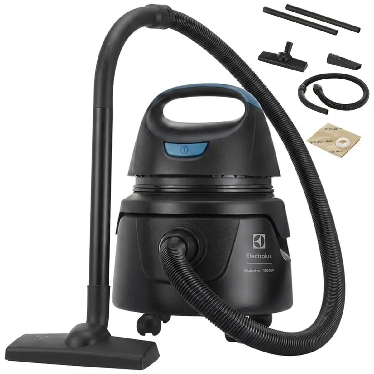 Electrolux Aspirador água pó compacto potente função sopro 1400W 12 L total 5 L util protetor termico AWD01 127V