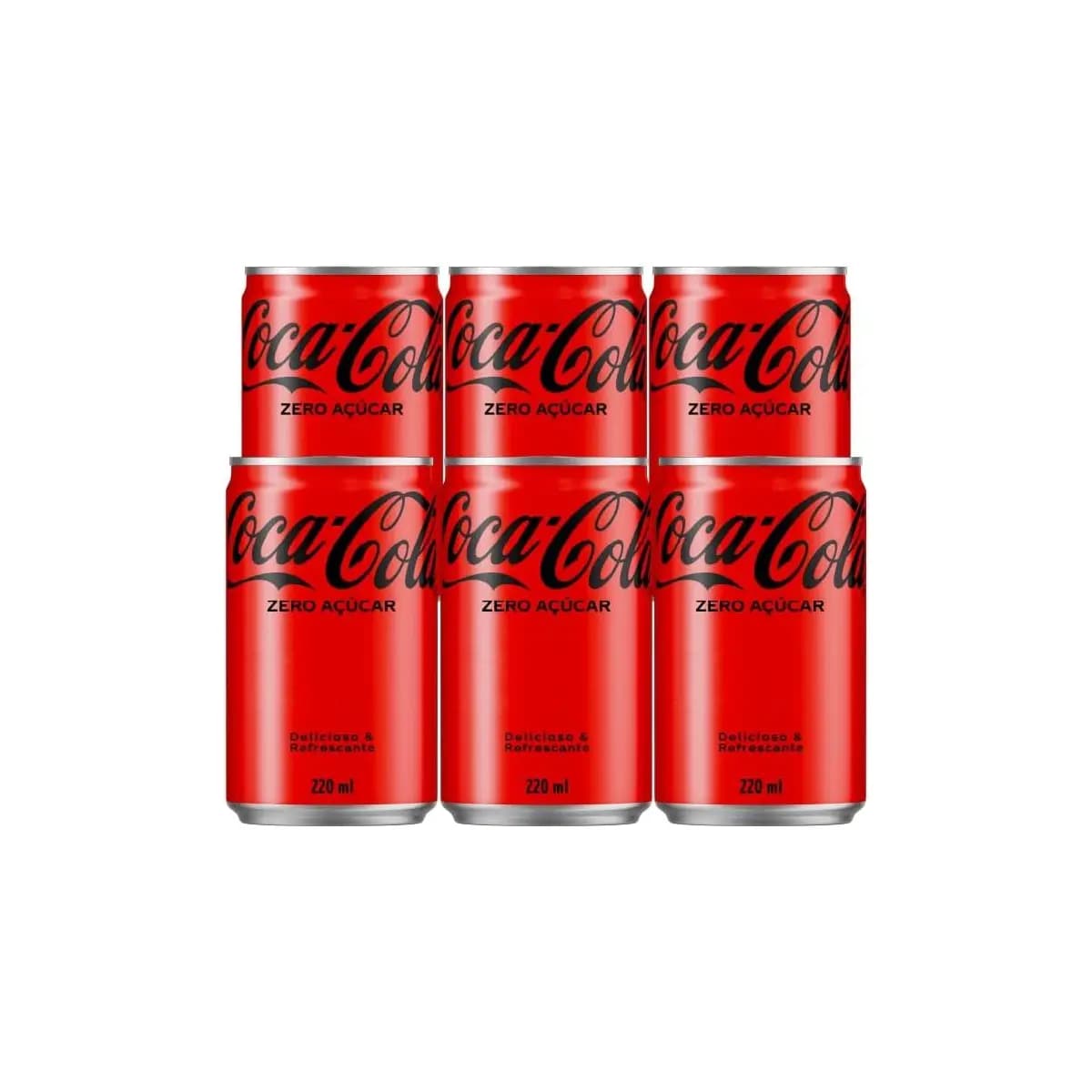 Pack de Coca-Cola sem açucar Lata 220mL 6 unidades