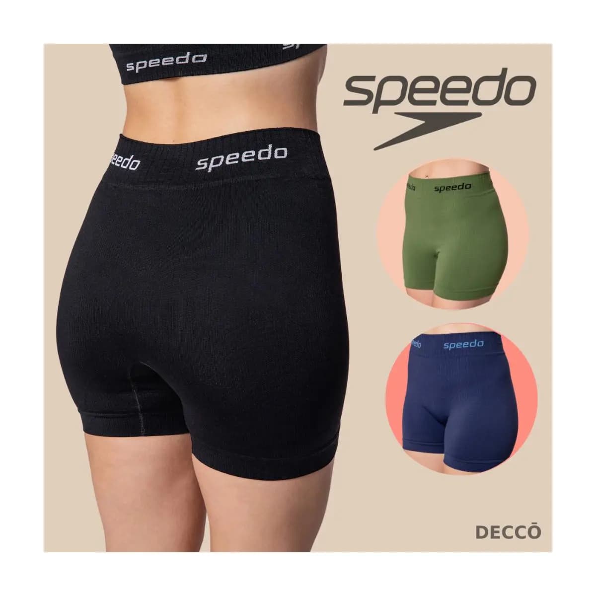 Shorts Feminino Speedo Canelado Esportivo Cós Duplo Poliamida Confortável Academia Treino