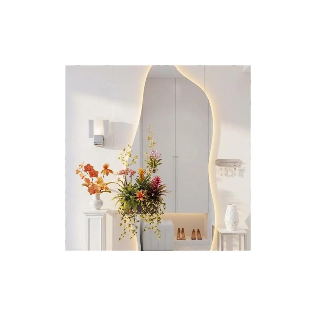 Espelho Orgânico 120X50 Lapidado Moderno Grande Forms C/ LED QUENTE OU LED TOUCH (FORM) Decoração