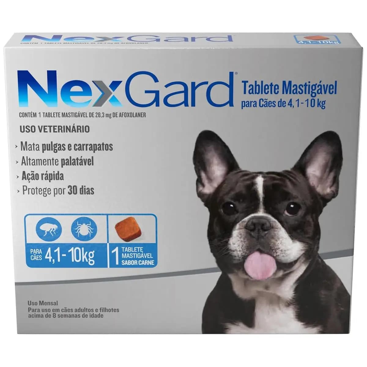 NexGard Antipulgas e Carrapatos para Cães de 4,1 a 10kg, 1 tablete