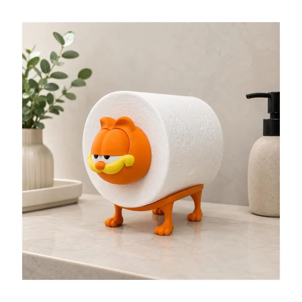 Porta Papel Higiênico Decorativo Gato Garfield Suporte Criativo para Banheiro Organizador Funcional