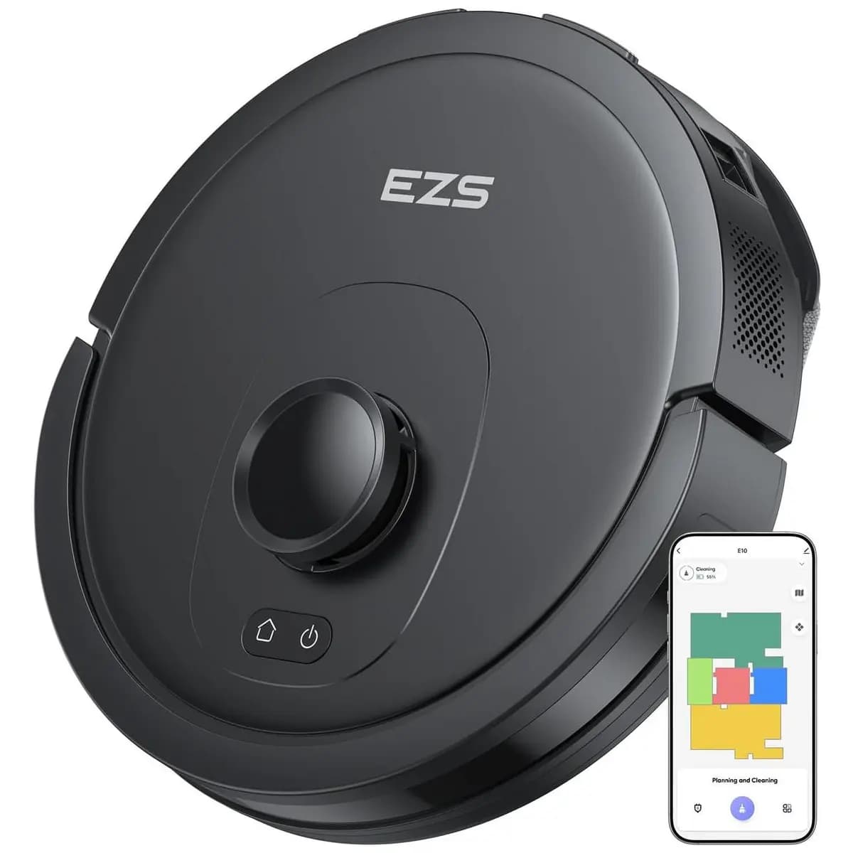 Aspirador Robô EZS E10, Sucção Ultra Forte de 5.500 Pa, Navegação a Laser iPath, para Limpeza Profunda de Pisos, Ideal para Cabelos e Pisos Duros