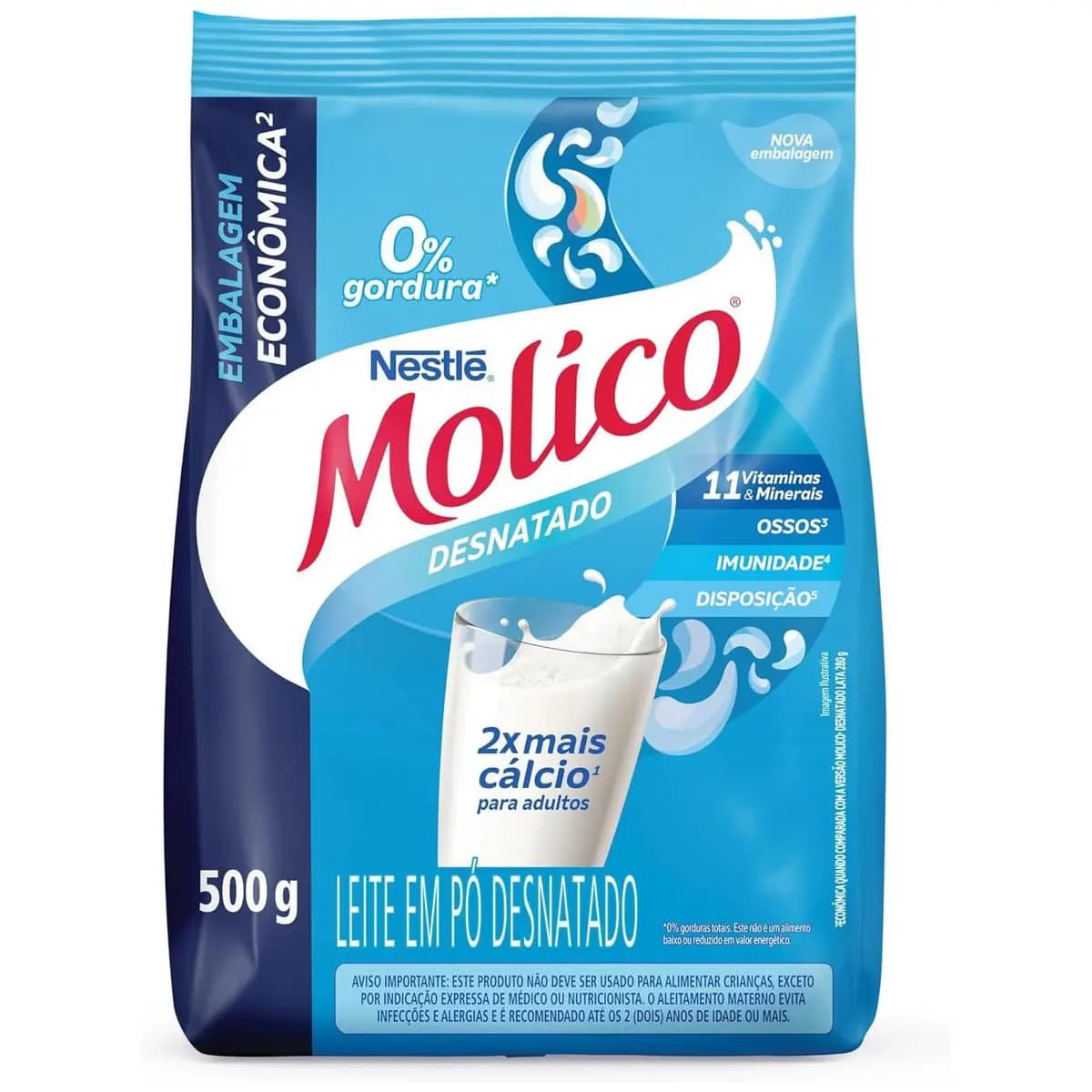 Molico Leite Em Pó Desnatado Total Cálcio 500G