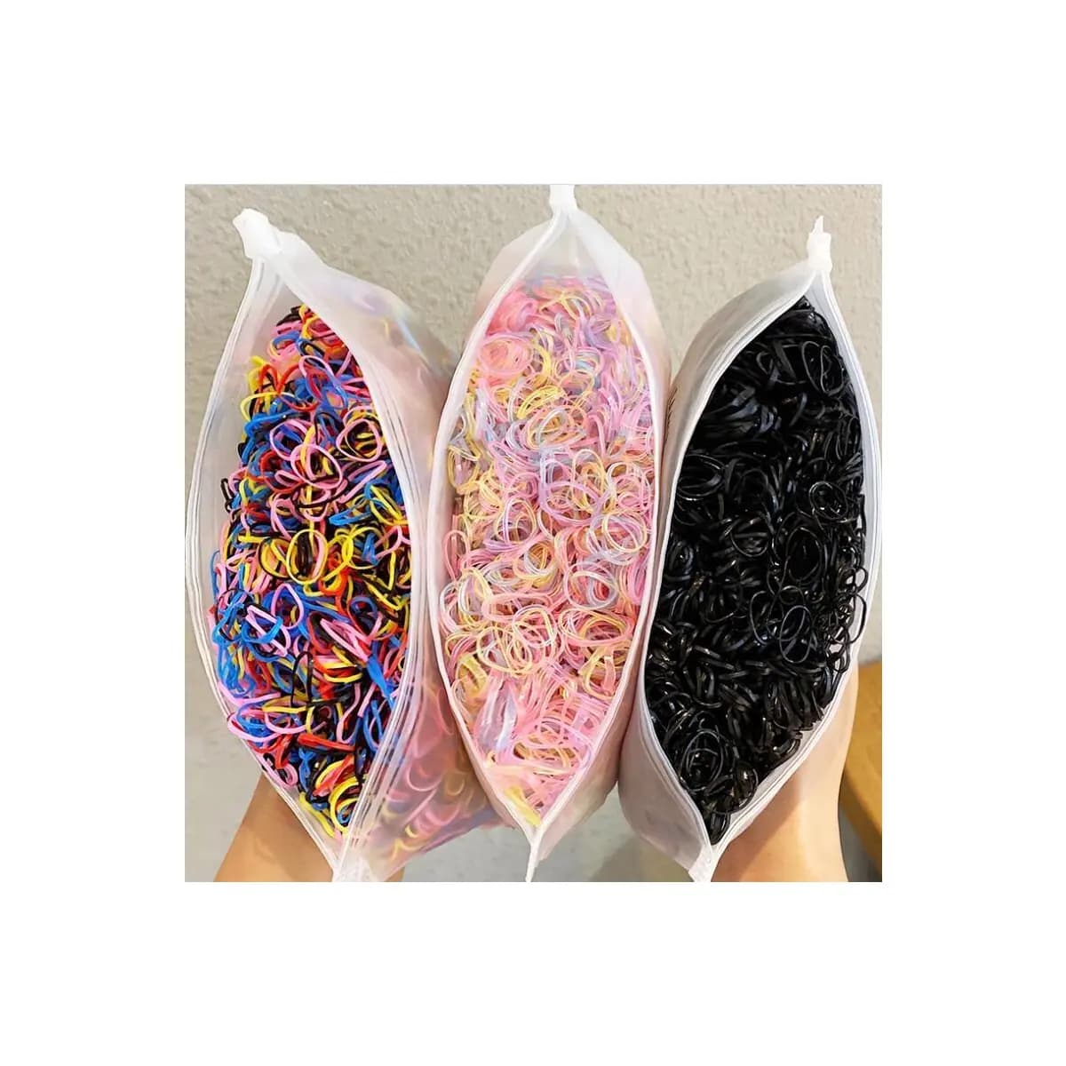 2000 Peças Bolsa Elástico De Cabelo Feminino Descartável Multicolorido