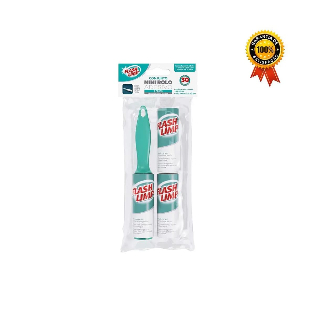 Conjunto Mini Rolo Adesivo E 2 Refis 30 Folhas CST0023 Flash Limp