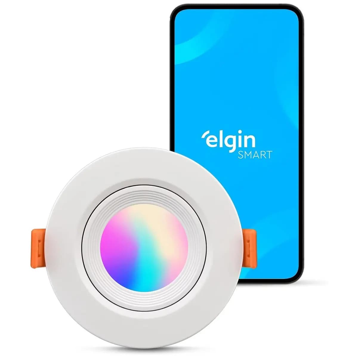 Luminária LED Ecospot Inteligente 5W 3000-6500k Elgin Redonda WIFI RGB Bivolt Compatível com Alexa e Google Home