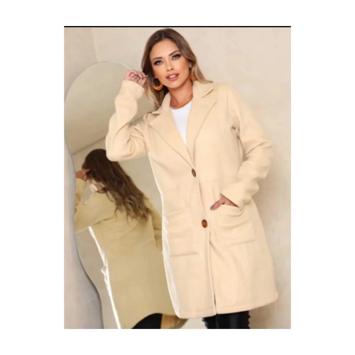 Casaco Sobretudo longo feminino básico menos e mais tipo blazer inverno viagem