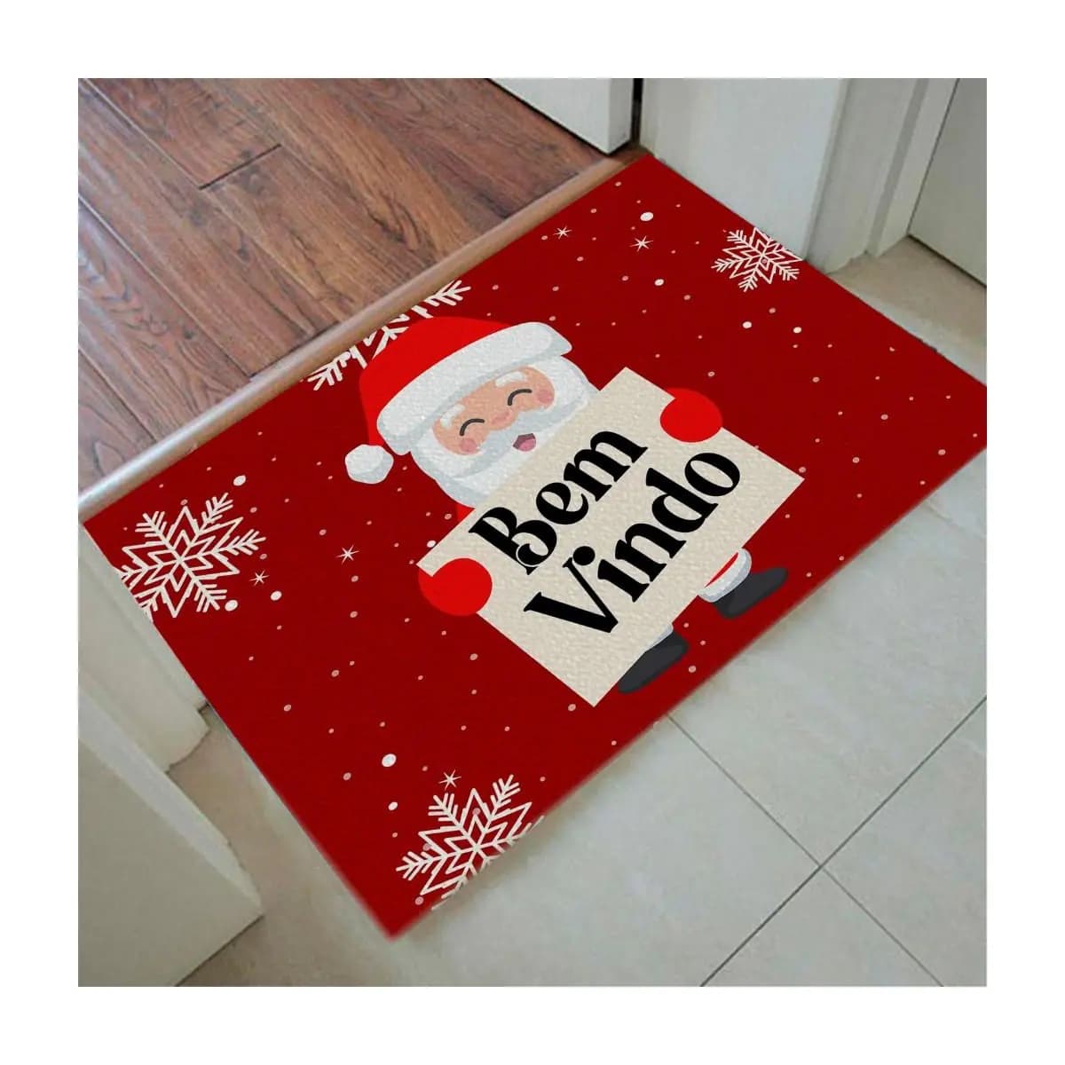 Tapete Capacho Natalino Antiderrapante | Decoração de Entrada Natal
