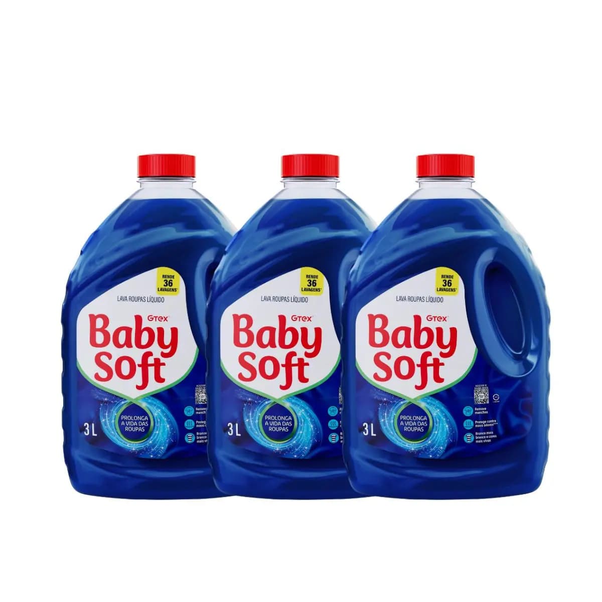 Kit 3 Lava Roupas Liquido Baby Soft Max Performance Azul - 3L