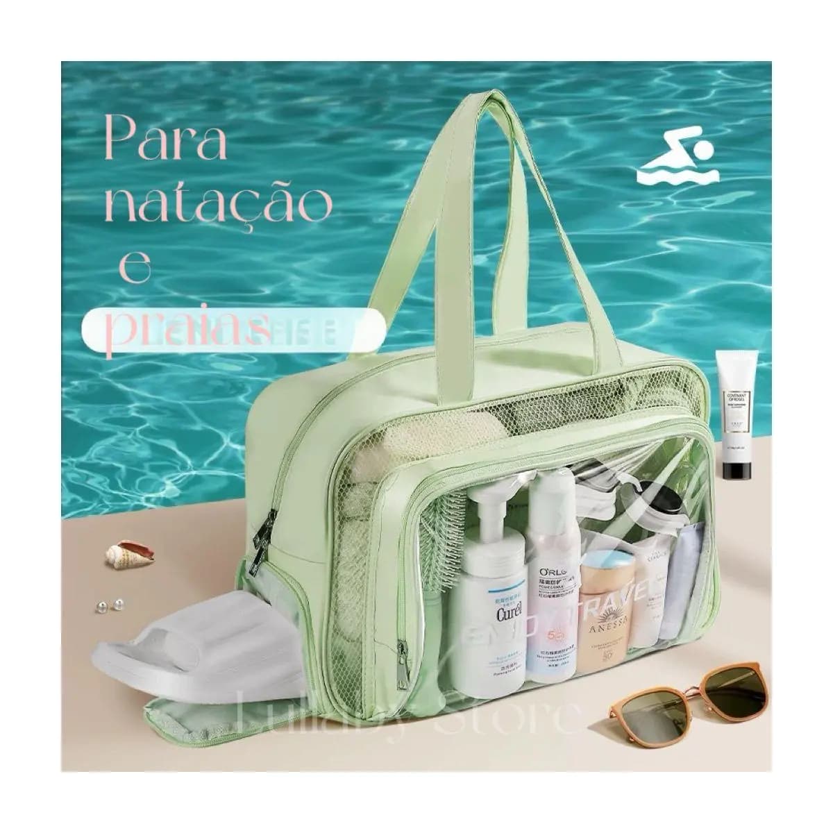 Bolsa de viagem de praia, natação, fitness, multifuncional, Grande capacidade