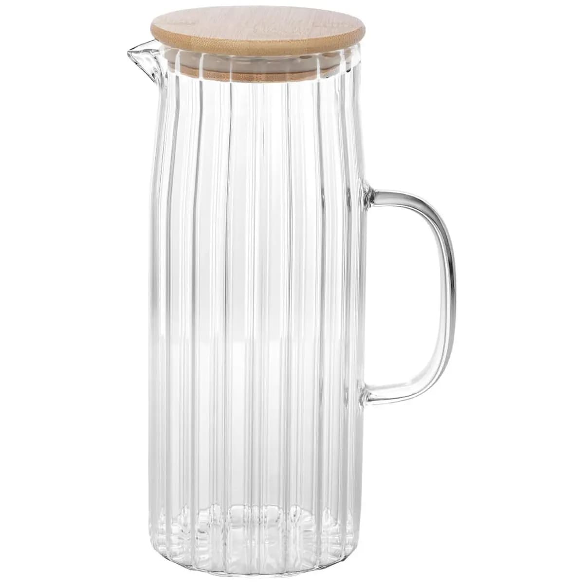 WOLFF - Jarra de Vidro com Tampa em Bambu - 1,2 Litro - Transparente