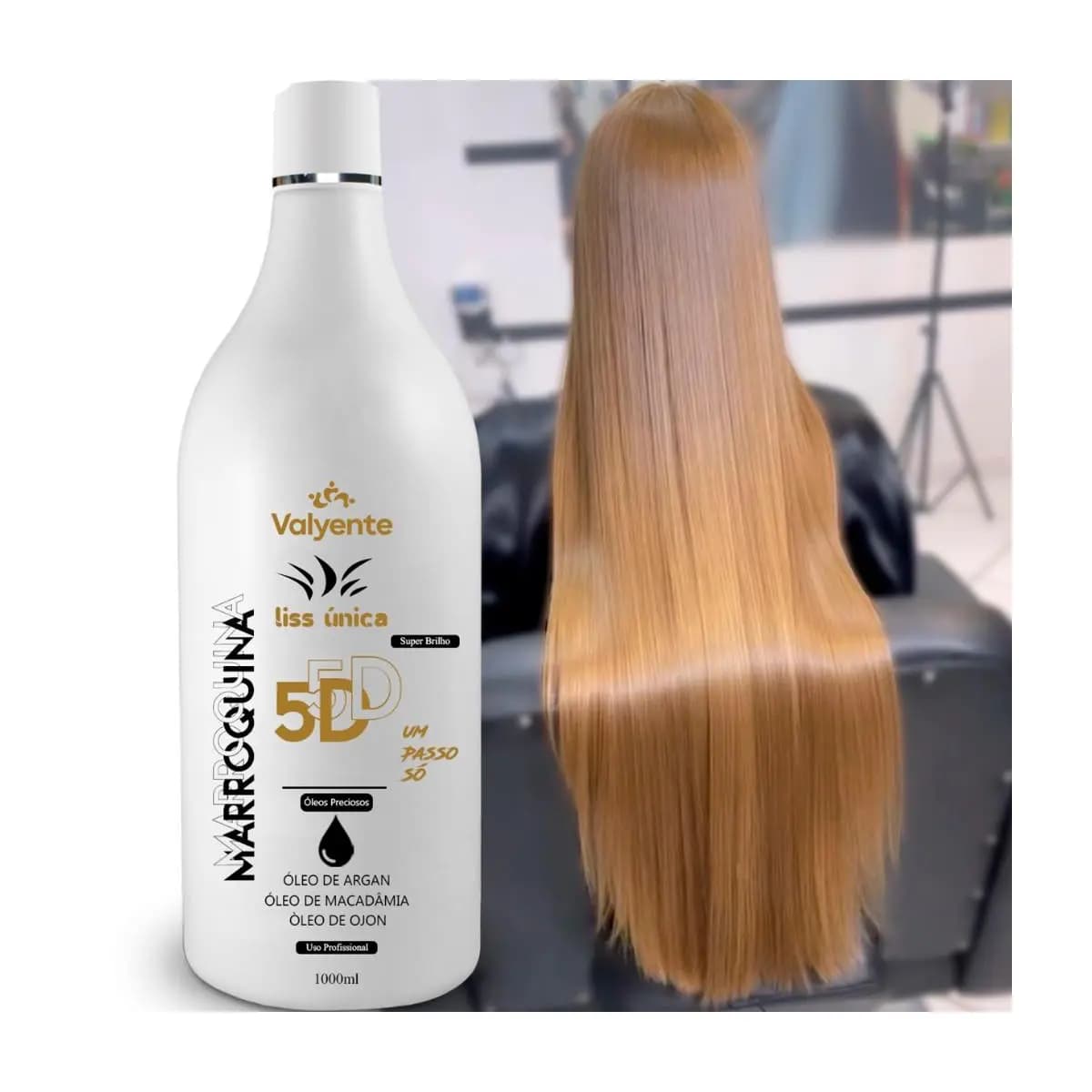 Marroquina Liss única Valyente: Profissional 1000ml | Liso Absurdo Alisa 100% Óleo De Argan