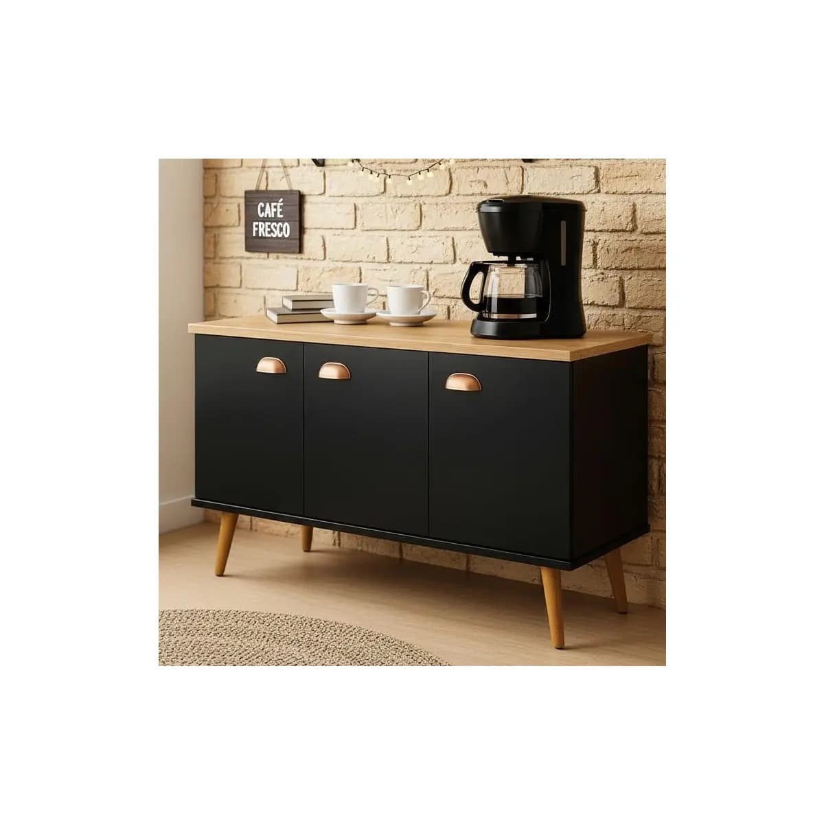 QUEIMA DE ESTOQUE - Buffet Balcão com 3 Portas e 1 Prateleira Multiuso - p/ Sala Estar ou Escritório