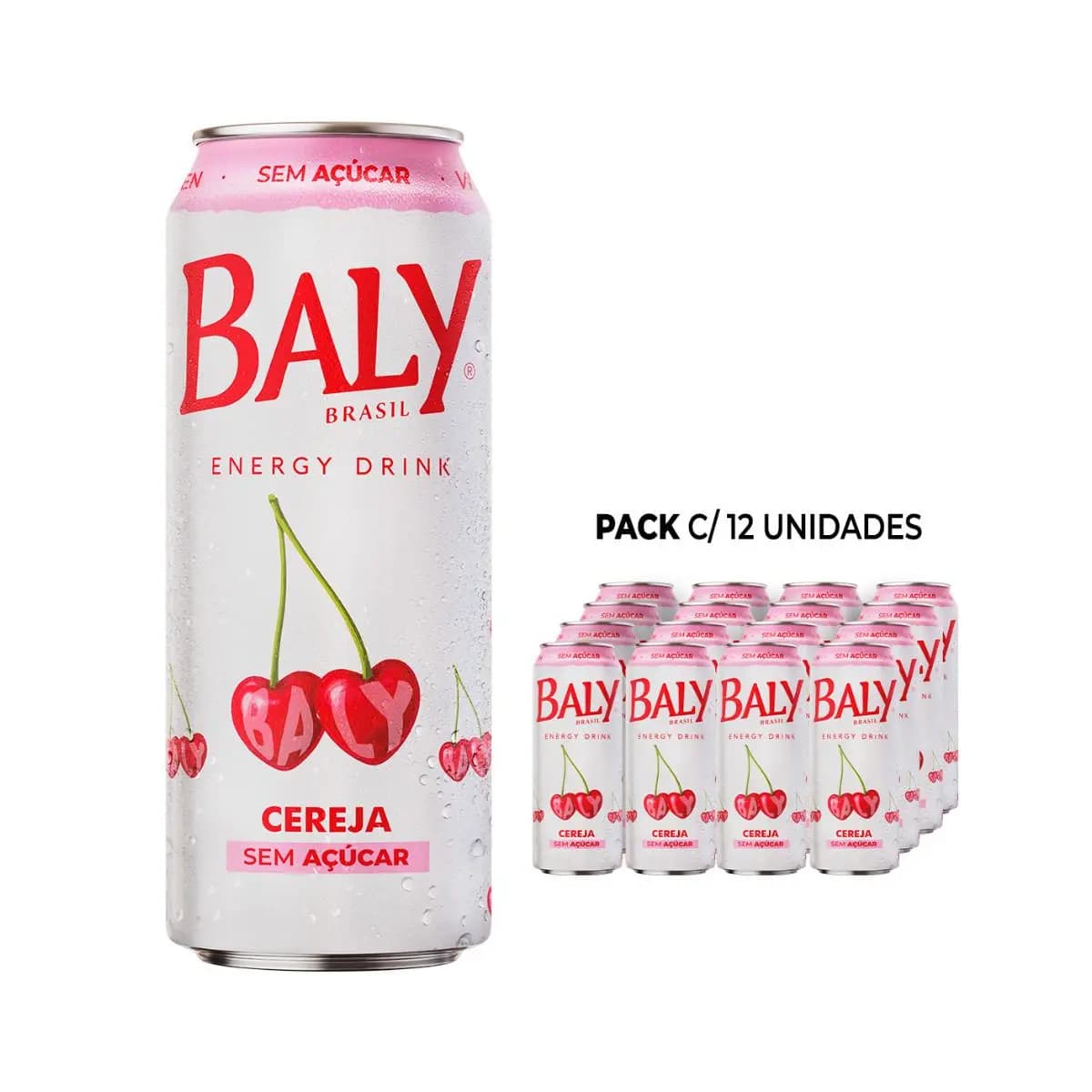 Pack Energético Baly Energy Drink Cereja S/Açúcar 473ml