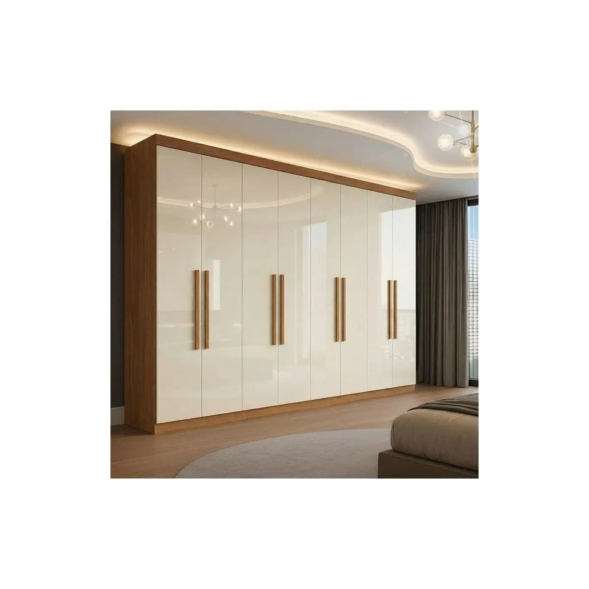 Guarda Roupa Casal 8 Portas 4 Gavetas Paris Espresso Móveis Off White/Cinamomo Cinamomo/Off White