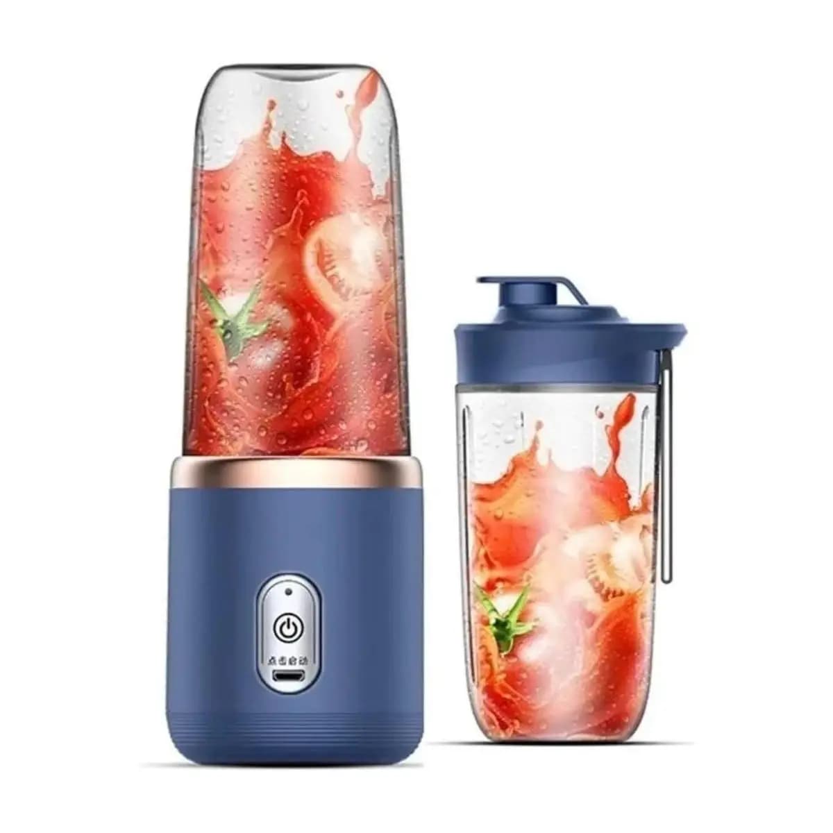 Mini Liquidificador Portátil Mixer Shake Juice 400ml + Copo Extra. Com 6 lâminas, Bate, tritura, mistura sucos, molhos