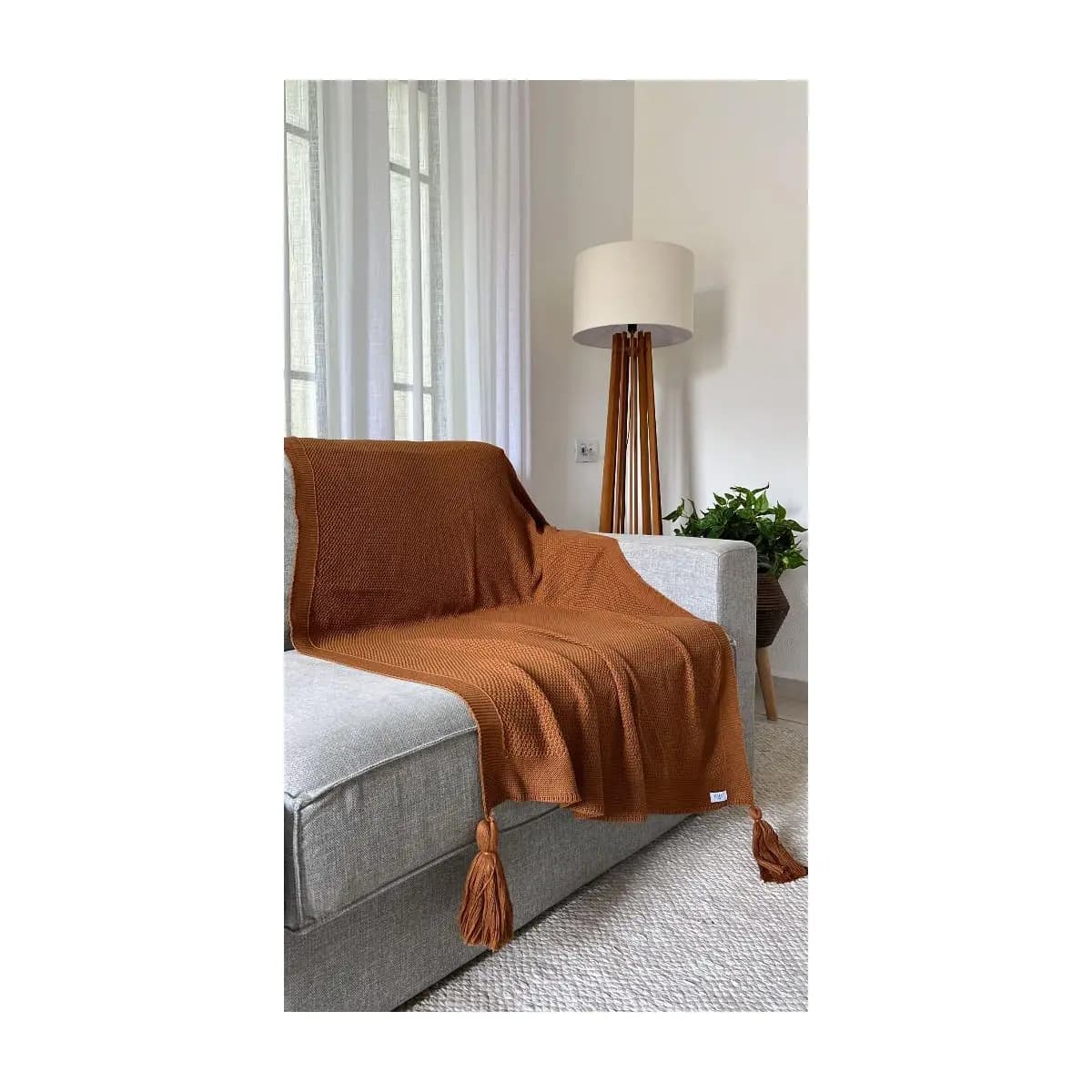 Peseira Manta Decorativa Pompom Sofá Sala Cama Luxo Tricot 150x90cm