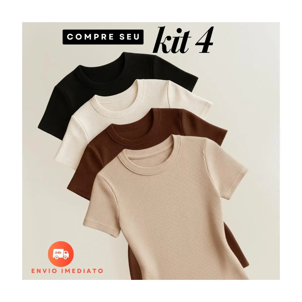 Kit 4 Blusas Feminina Ribana Canelado Básica Casual Estilosa Tendência Verão