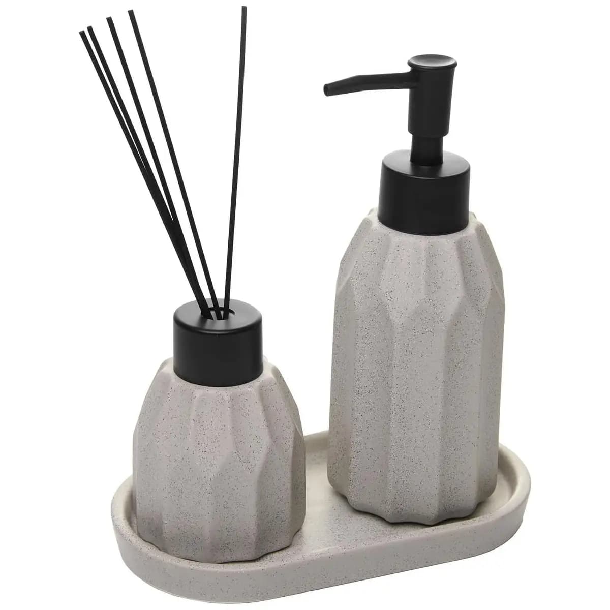 WOLFF - Conjunto 3 Peças para Banheiro Aromatta Cinza Cerâmica