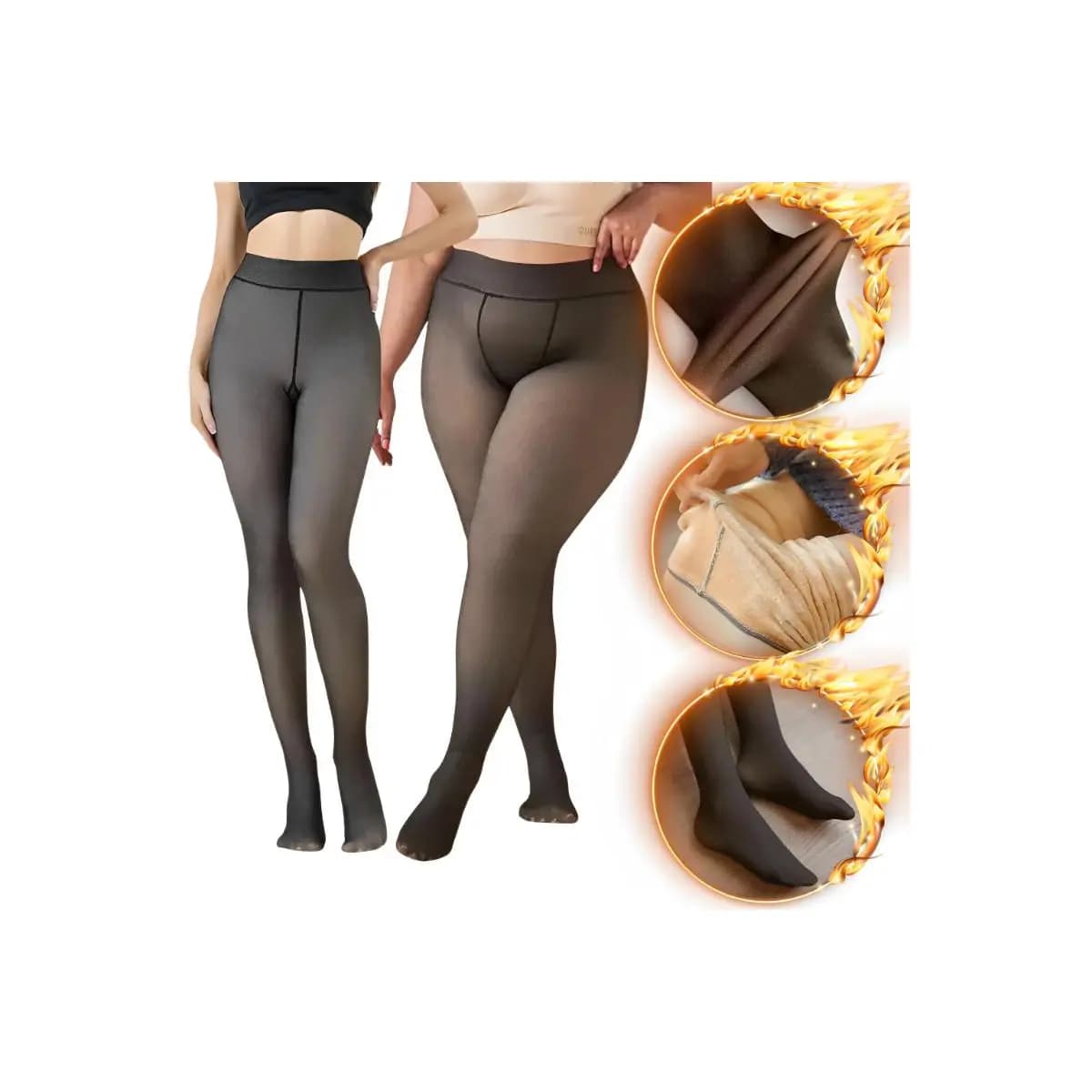 Meia-Calça Térmica Feminina Peluciada Translúcida Alta Elasticidade Super Quente Para Inverno